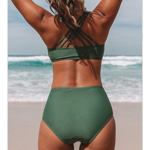 Beachissi Army Green High Waist 2pc Bikini - Picture 2 of 2